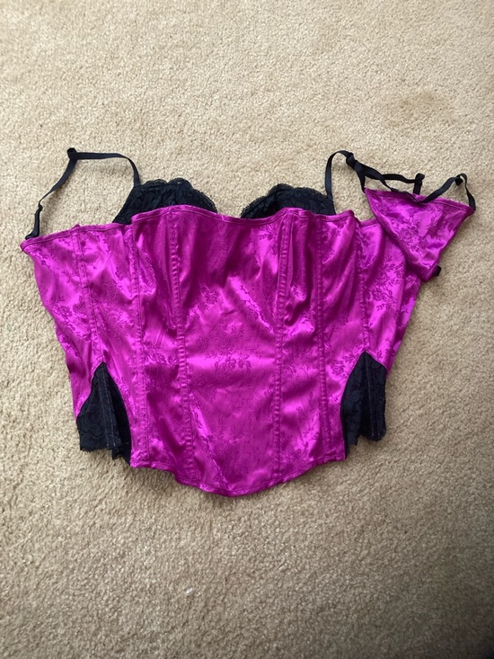 Frederick's of Hollywood Other - Fuchsia Satin Lace Bustier Top with matching Thong